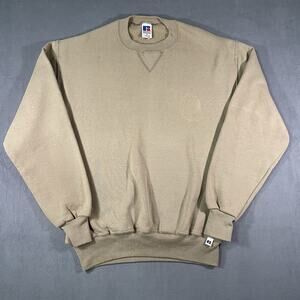 Russell Athletic VTG 90s Crewneck Sweatshirt Made USA Tan Blank Mens M